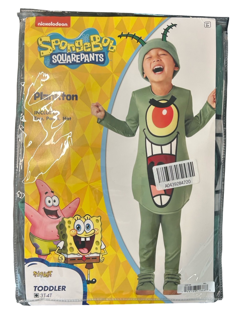 Nickelodeon SpongeBob SquarePants Plankton Spirit Halloween costume 3t-4t NEW
